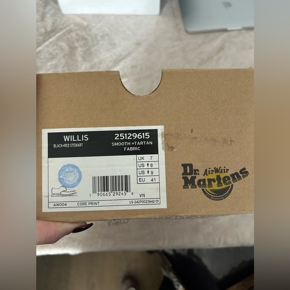 Dr. Martens Willis Black Tartan Red Plaid Leather Derby Lace Up Loafers - Picture 4 of 10